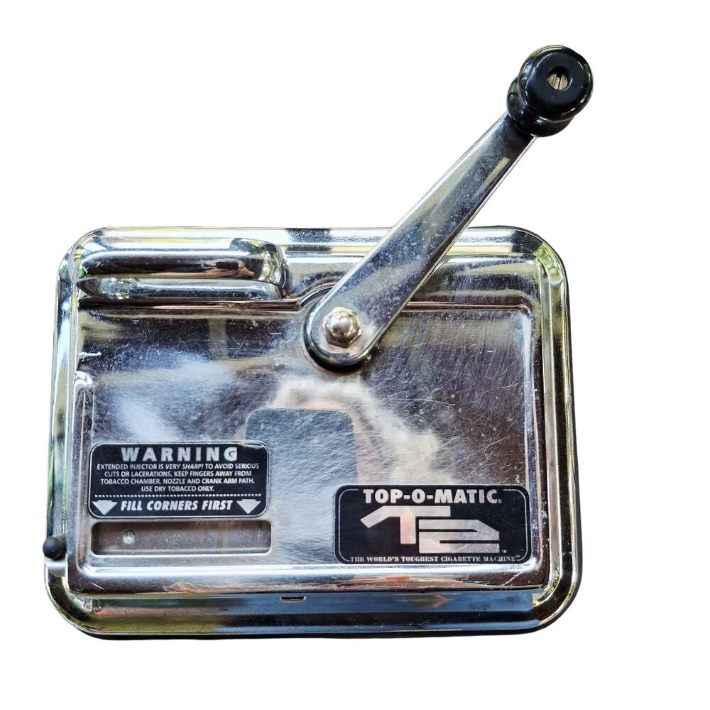 Top-O-Matic T2 Cigarette Rolling Machine Heavy-Duty Metal With Hand Crank & Warn